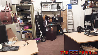 Blonde teen pussy stretched hardcore in pawnshop office