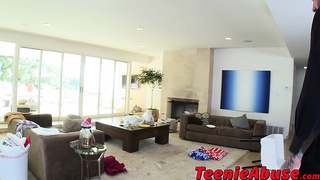 Little teen bitch choked while fucked rough by a deviant