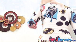 Horny natural tits MILF Jodie Cummings blows nerds dick POV