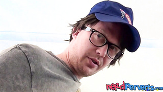 Horny natural tits MILF Jodie Cummings blows nerds dick POV