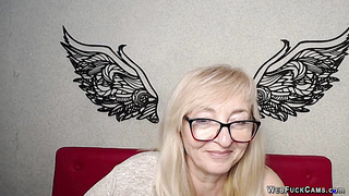 Blonde amateur mature with glasses