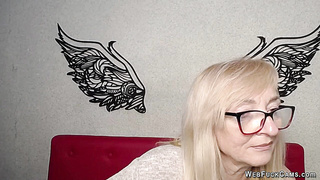 Blonde amateur mature with glasses