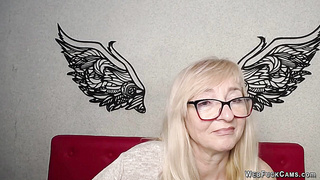 Blonde amateur mature with glasses