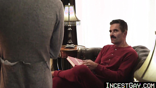 [censored]Gay.com - Smooth stepson fucked hard bareback by sexy mustache stepdad