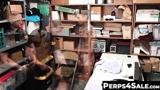 Horny hunk officer gets sloppy blowjob from sweet thief