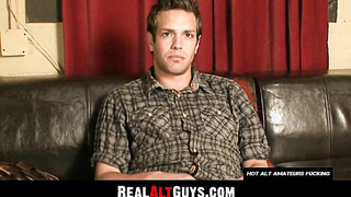 RealAltGuys.com - Inked handsome guy whips out his big dick and jerks it off intensely