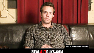 RealAltGuys.com - Inked handsome guy whips out his big dick and jerks it off intensely
