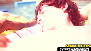 TwinkStrokes.com - Latino twink Antonio chokes on Grayson's cock before bareback