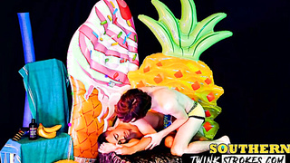 TwinkStrokes.com - Latino twink Antonio chokes on Grayson's cock before bareback