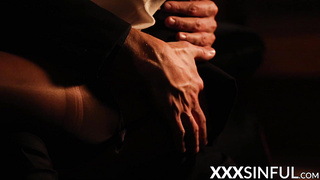 Passionate pussy drilling with babe with big natural tits