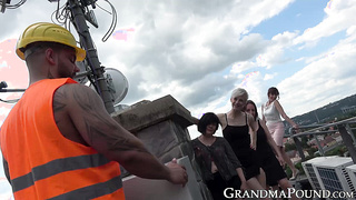 Kinky grandmas reverse cowgirl raw fucked in heated orgy