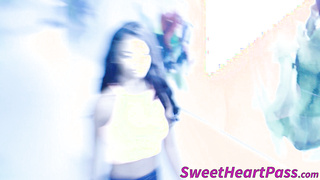 Cutie toys her cunt before her lesbian girlfriend joins her