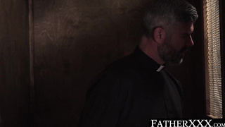 FatherXXX.com - Twink's confession turns into a wet blowjob and a taboo, bareback priest fuck