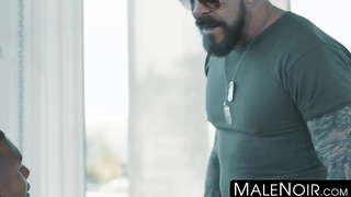 MaleNoir.com - Bearded top ass fucks two hungry homos in intense gay threesome action