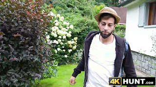 Blonde girl Lucky Bee gets her pink pussy cleaned up in front of her partner