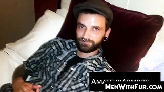 MenWithFur.com - Big-dicked hairy guy loves jerking his rock hard dick