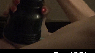 Nubile TS Tyra Scott wakes up to bang fleshlight