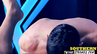TwinkStrokes.com - Cute inked guy spreads his buddy's cheeks and feasts on his ass