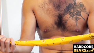 HardcoreBears.com - Hairy bear strokes his cock thinking about getting fucked hard