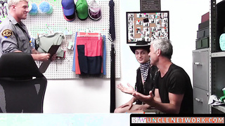 SayUncleNetwork.com - Twink's bareback spitroast pounding by police and stepdad