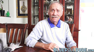 Lucky grandpa stuffs a sweet teens tight pussy with his dick