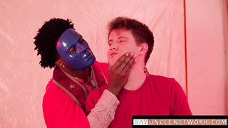 SayUncleNetwork.com - Masked inked stud's interracial bareback session ends with a creampie