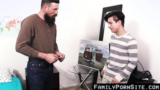 FamilyPornSite.com - Big beard daddy's thick dick in stepson's eager ass