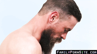 FamilyPornSite.com - Big beard daddy's thick dick in stepson's eager ass