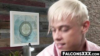 FalconsXXX.com - Hunky gay boss enjoys eating ass and delivering a raw anal destruction