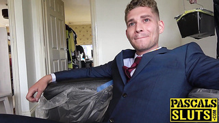 Adorable redhead sub Cat Collar dominated hard in threesome