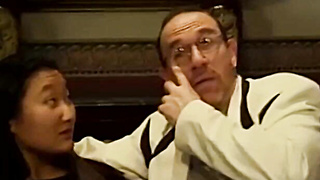 Sensual Asian teen has her ass fucked by two guys on couch