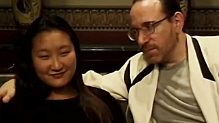 Sensual Asian teen has her ass fucked by two guys on couch