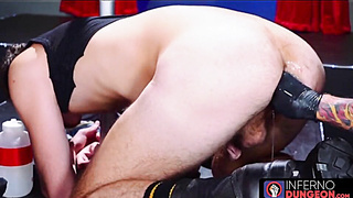 InfernoDungeon.com - BDSM fisting with black gloves for submissive horny hunks