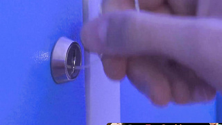 GuysToeSucking.com - Toe licking twink strokes his cock in the locker room