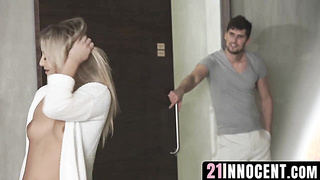 21Innocent.com - Cayla's blonde hair bounces as she rides a stiff prick