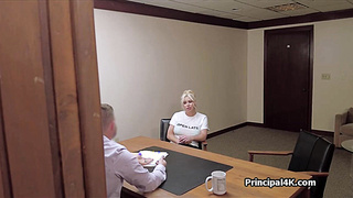 Office desk hammering of curvy cougar