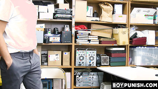 BoyPunish.com - Thieving twink's explosive cumshot after a police interracial threesome fucking