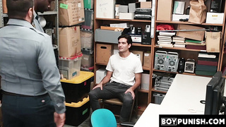 BoyPunish.com - Thieving twink's explosive cumshot after a police interracial threesome fucking