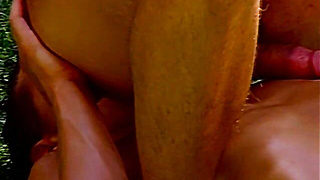 Twinkie got his cock sucked and ass poked in the backyard
