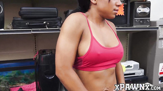 Ebony babe [censored] pawnshop fucking after POV deepthroat