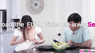 Tiny teen stepsister pounded by stepbro