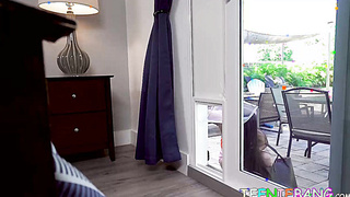 Mesmerizing amateur babe fucks while stuck in kitty door