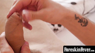 ForeskinFever.com - Emo twink with huge cock enjoys stroking his massive dick alone