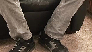 Old tattooed gay masturbates his thick cock in intense solo