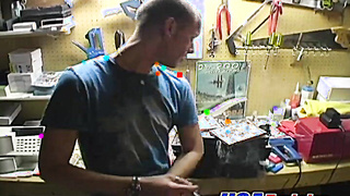 Horny cute twink with piercing wanking his big dick