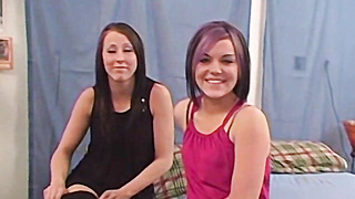 Lesbian babes Tatum and Taylor pleasure each other