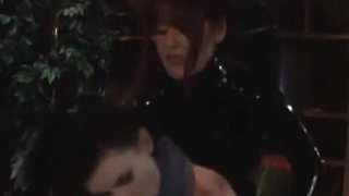 PussyCatsLatex.com - Redhead dominatrix's strapon torment and fuck of bound sub