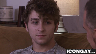 Bearded hunk dad shoving his big dick into twink ass