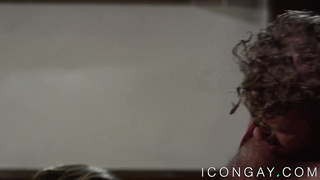 Hunky gay spiroasted by two handsome and hairy homosexuals