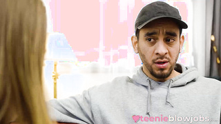 Busty babe Kyler Quinn gives handyman sloppy mouthfuck